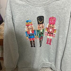 Gray Sweatshirt with Nutcracker Design